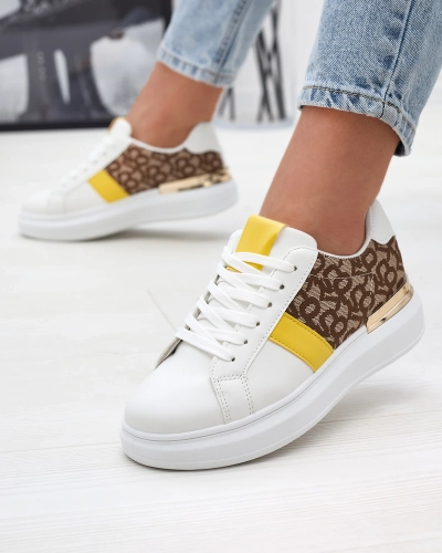 Royalfashion Beli in rjavi ženski športni copati Mlysio