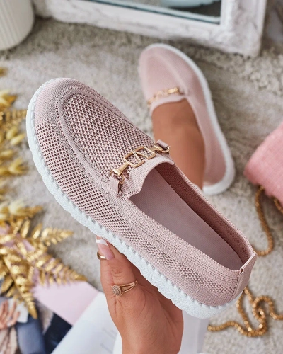 Royalfashion Ženski mokasini iz blaga z zlatim okrasom Erticae