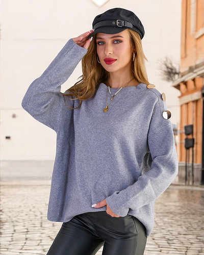 Royalfashion Tanek ženski pulover z okraski na ramenih