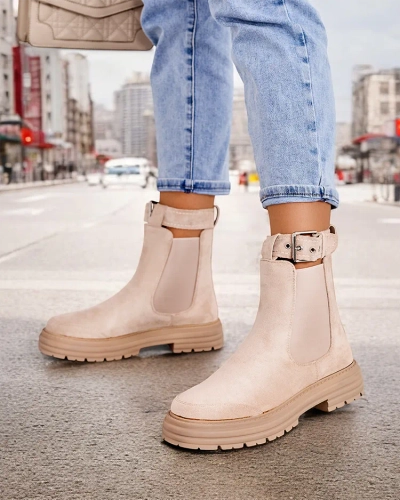 Royalfashion Ženske čizme do gležnja s dekorativnim remenom Ozzoas