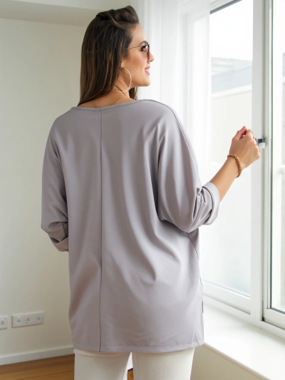 Royalfashion Ženska viskoza bluza z napisi iz kamenčkov