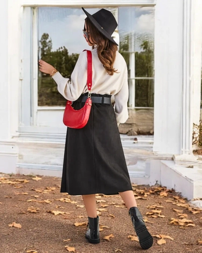 Royalfashion Ženska midi krila a' la zamsko