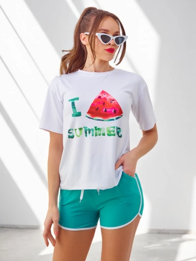 Royalfashion Ženski športni komplet s trenerko in kratkimi hlačami Lubenica