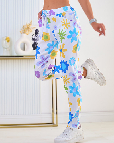 Royalfashion Ženske hlače iz tkanine s cvetličnim vzorcem