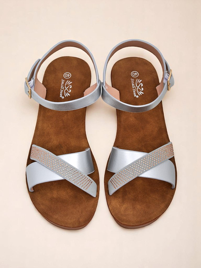 Royalfashion Ženski sandali z wedge peto in okrasnimi kamenčki Allona