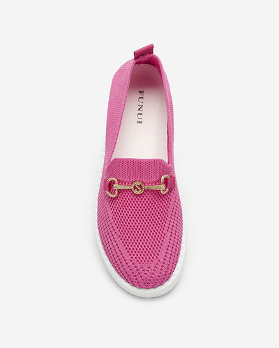 Royalfashion Fuksjowe damskie tenisówki slip on ze złotą ozdobą Enelida