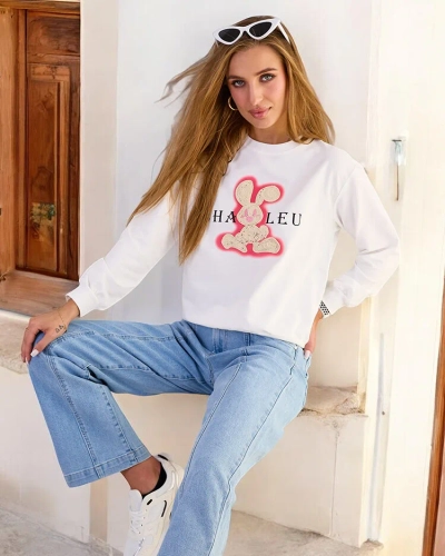 Royalfashion Ženska bombažna majica s tankim potiskom
