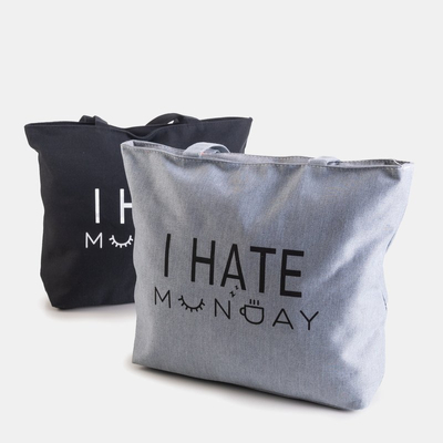 Szara torebka na ramię z nadrukiem - Akcesoria