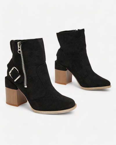 Royalfashion Črni ženski škornji z visoko peto Acimra