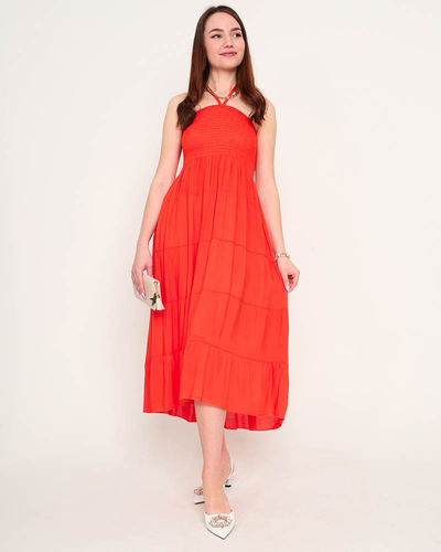 Royalfashion Pomarańczowa sukienka midi PLUS SIZE