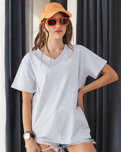 Royalfashion Ženska bombažna casual majica z V-izrezom