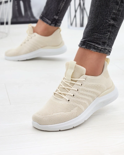 Royalfashion Kremowe damskie tkaninowe buty sportowe Bofia