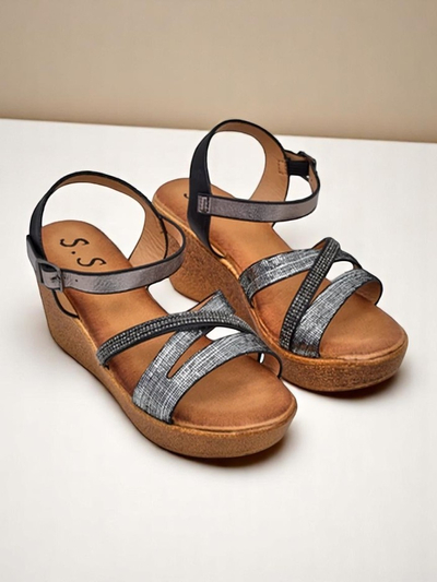 Royalfashion Ženske wedge sandale z diamanti in bleščicami Eclat