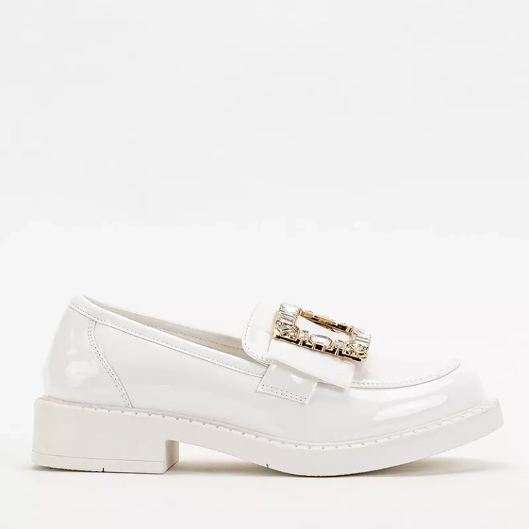 OUTLET Białe damskie półbuty z kryształkami Iolara - Obuwie