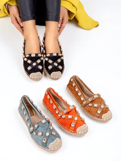 Royalfashion Damskie espadryle z kryształkami w kolorze camel Wamba