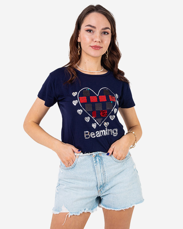 Royalfashion Granatowy damski t-shirt z printem