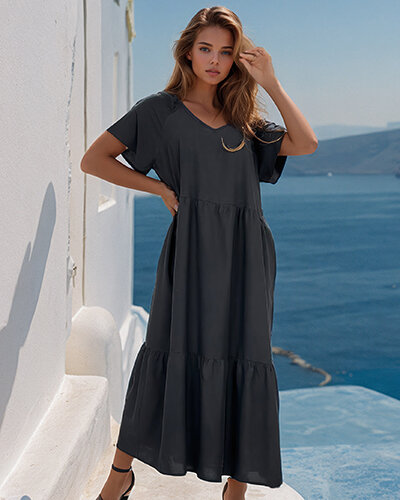 Royalfashion Ženska preprosta midi obleka