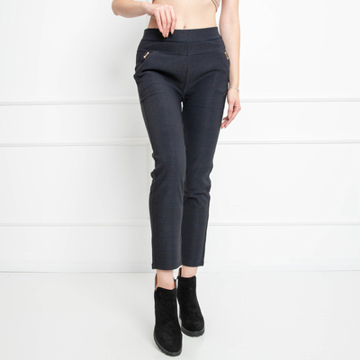 Royalfashion Granatowe tregginsy damskie w kratę PLUS SIZE