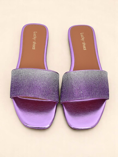 Royalfashion Zapatillas de mujer con circonitas ShinyGlow