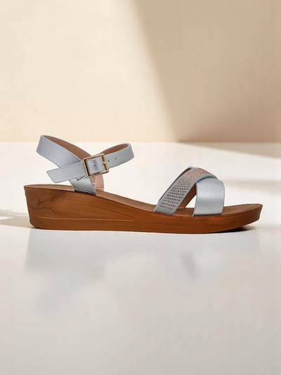 Royalfashion Ženski sandali z wedge peto in okrasnimi kamenčki Allona