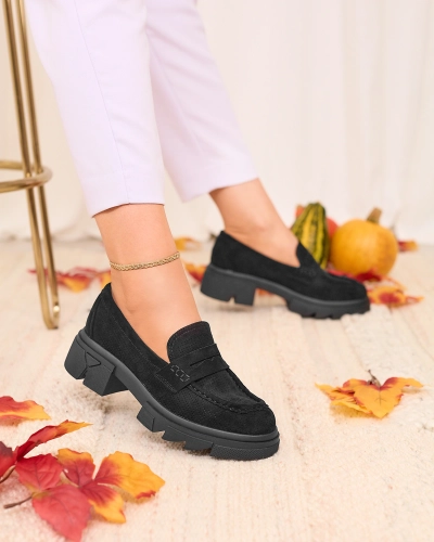 Royalfashion Črni ženski mokasini Lace Glide
