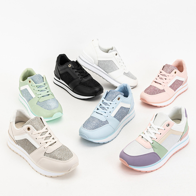 Royalfashion Zielone damskie sportowe sneakersy z brokatem Berilan