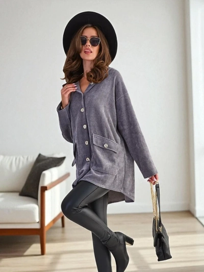 Royalfashion Ženski kardigan sa zlatnim dugmadima VELIČINA PLUS