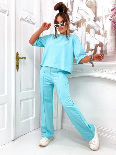 Royalfashion Ženska bombažna postava s širokimi hlačami