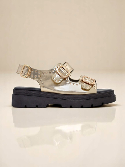 Royalfashion Sandale de damă cu talpă mai groasă și pietre ornamentale Rocky Chic