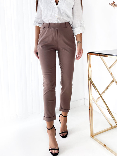 Royalfashion Svetlo rjave ženske hlače tegings