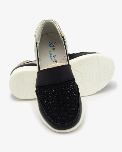Royalfashion Czarne dziecięce tenisówki slip - on Ciarala
