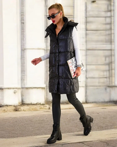 Royalfashion Dolg ženski telovnik s šivi