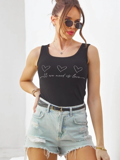 Royalfashion Ženska bombažna majica s trakom in srčki