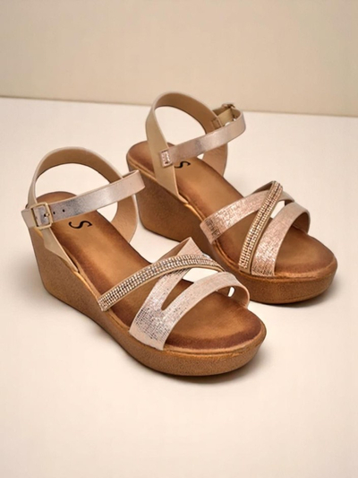 Royalfashion Ženski wedges sandali z diamantki in bleščicami Eclat