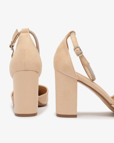 Royalfashion Beżowe damskie czółenka z cyrkoniami Britica