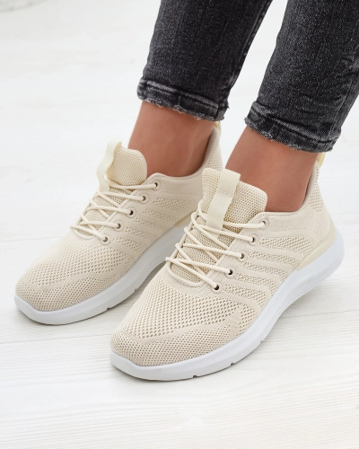 Royalfashion Kremowe damskie tkaninowe buty sportowe Bofia