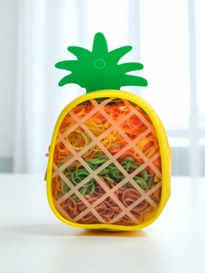Royalfashion Večbarvne silikonske gumice za lase Ananas