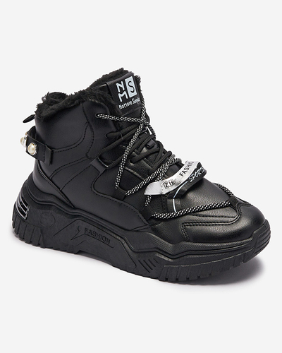 Royalfashion Czarne sneakersy z ociepleniem Pommie