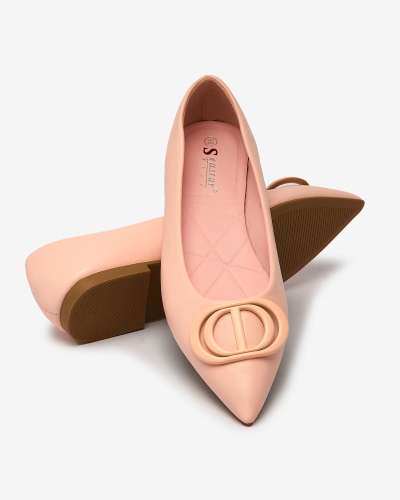 Royalfashion Svetlo rožnate ženske balerinke s koničastim prsti in okrasom Manixyjevega noska