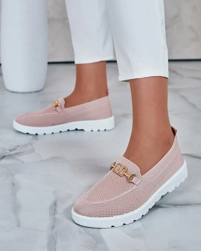 Royalfashion Ženski mokasini iz blaga z zlatim okrasom Erticae