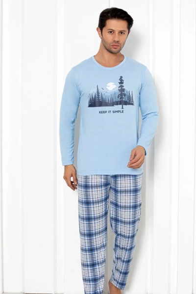 Royalfashion Moške bombažne karirane pižame