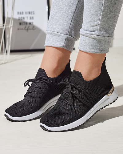 Royalfashion Tkaninowe czarne sportowe buty damskie Ferroni
