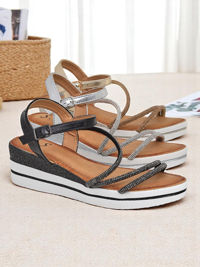 Royalfashion Ženske sandale na platformi s kristali Ballosa