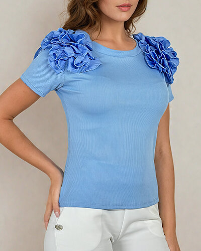 Royalfashion Prilegajoča se ženska bluza z rebri