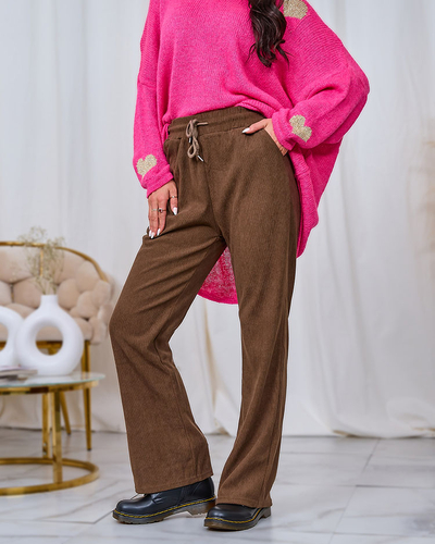 Royalfashion Rjave ženske hlače iz manšete