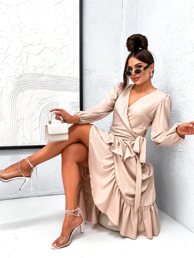 Royalfashion Ženska midi obleka z volančki