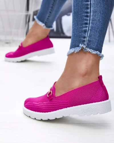 Royalfashion Fuksjowe damskie tenisówki slip on ze złotą ozdobą Enelida