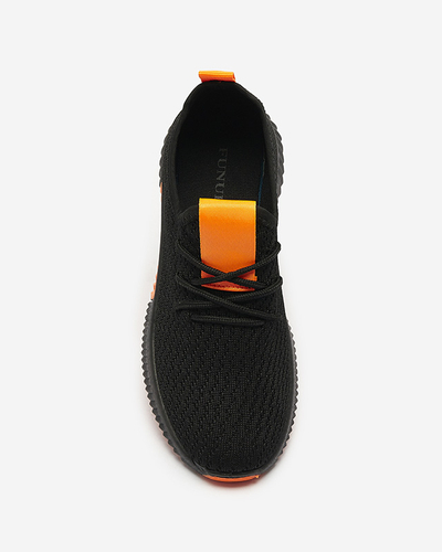 Royalfashion Czarne damskie buty sportowe z pomarańzowymi wstawkami Keteti