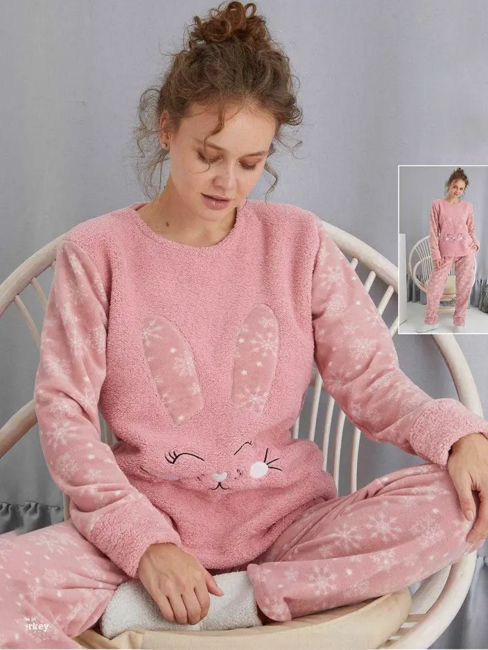 Royalfashion Ženske pižame z zajčkom, polarni material