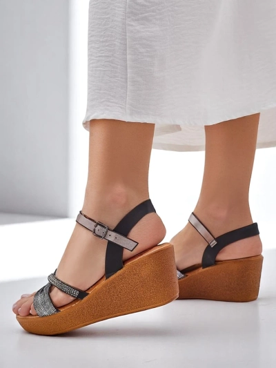 Royalfashion Ženske wedge sandale z diamanti in bleščicami Eclat